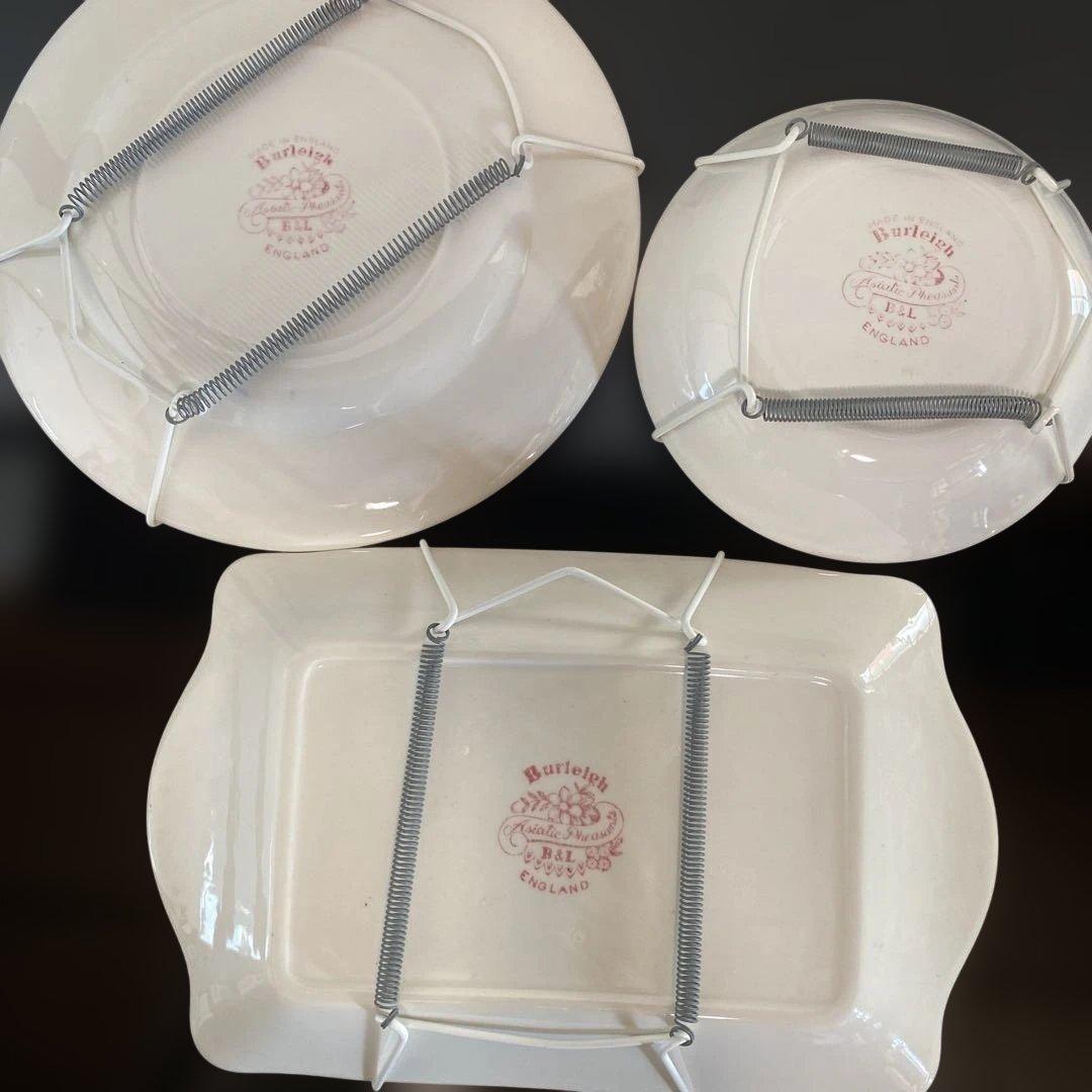 バーレイ＊ピンクアジアティックフェザンツ＊ 食器セット 3点（壁掛け金具付き）