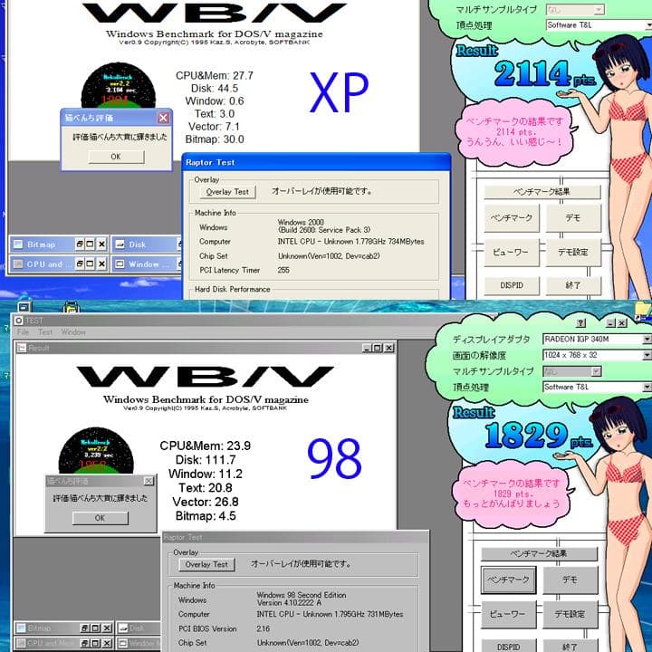 旧型PC　富士通　BIBLO NB18C／WinXP&98 デュアル／FDD内蔵