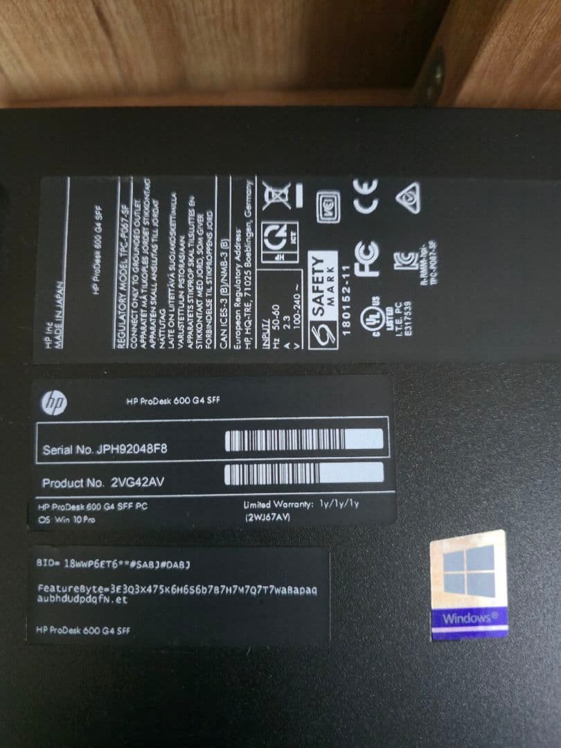 HP Prodesk 400 G5デスクトップ