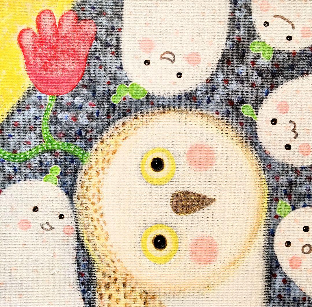 絵画 原画『花咲く夜の話』キャンバス(F4号) フクロウ 月 アート 一点もの