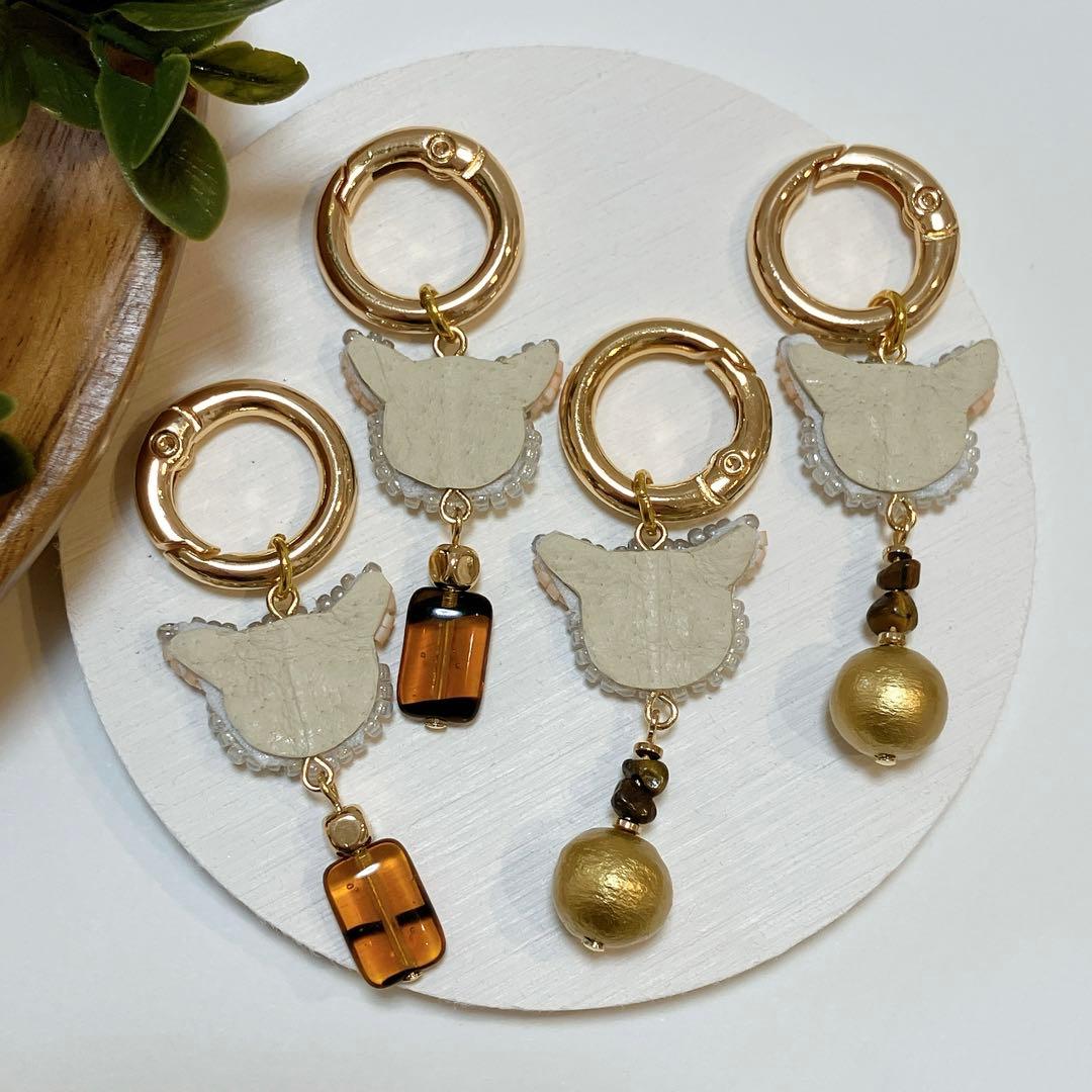 ショウガラゴ　ビーズ刺繍　ハンドメイド　チャーム　キーホルダー　アニマルモチーフ