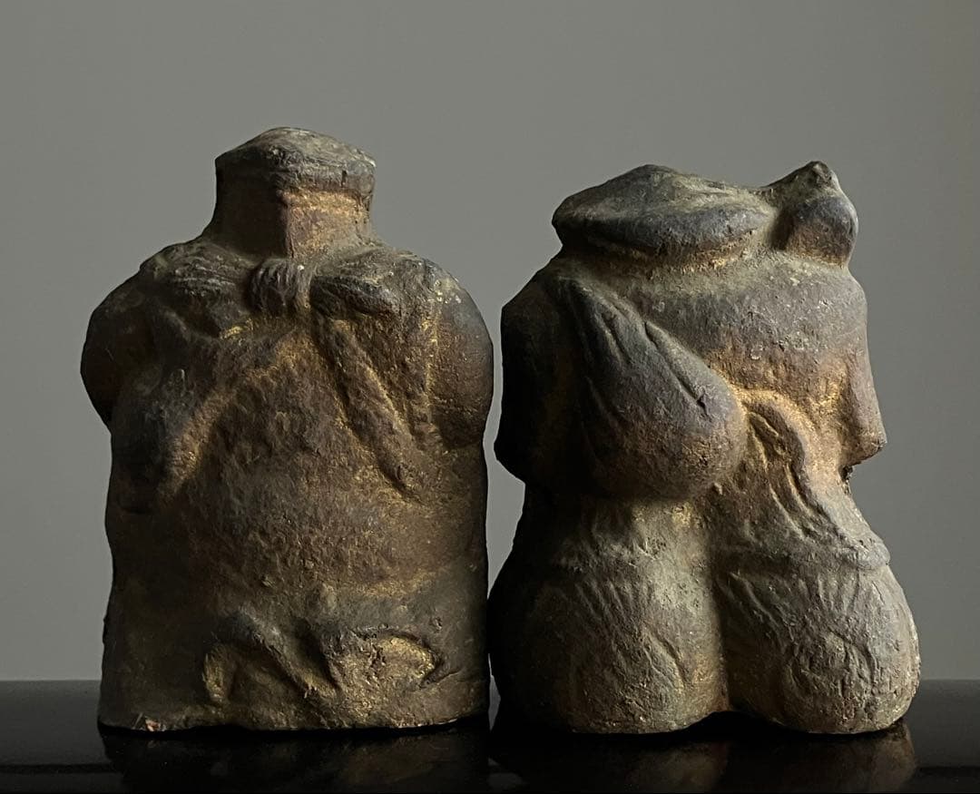 【福満顔な 恵比寿 大黒天 土人形 約9㎝ 明治〜大正頃】民間信仰郷土玩具民藝