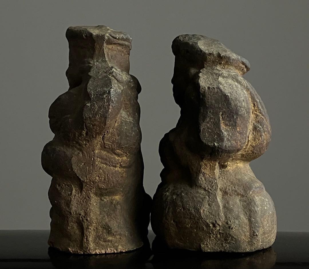 【福満顔な 恵比寿 大黒天 土人形 約9㎝ 明治〜大正頃】民間信仰郷土玩具民藝