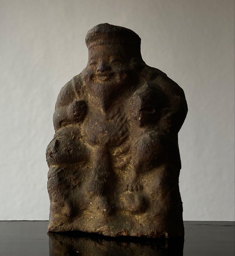 【福満顔な 恵比寿 大黒天 土人形 約9㎝ 明治〜大正頃】民間信仰郷土玩具民藝