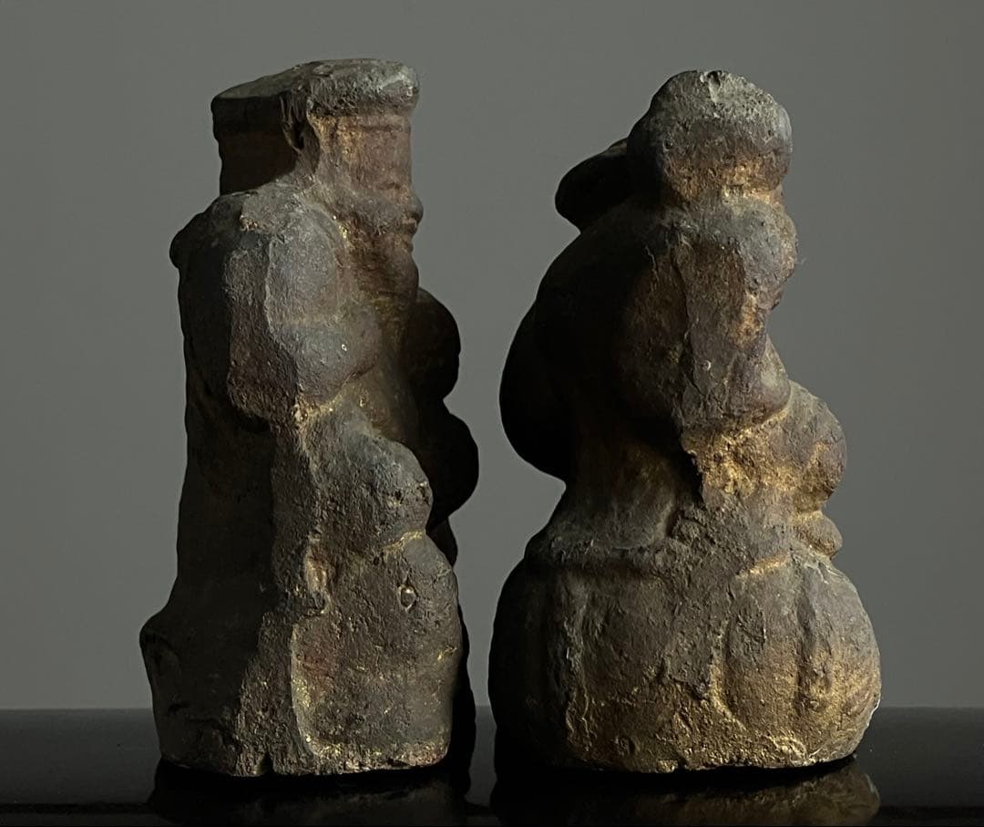 【福満顔な 恵比寿 大黒天 土人形 約9㎝ 明治〜大正頃】民間信仰郷土玩具民藝