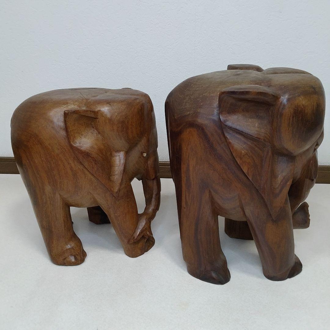 2セット Elephant stool エレファントスツール 象 木製 送料無料