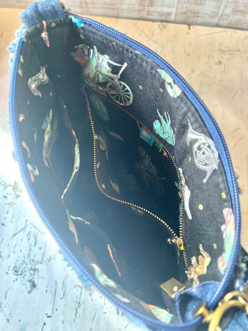 オ*ー様 フリンジハートデニム♡刺繍のショルダーバッグ♡ジョリーフルール♡お洒落