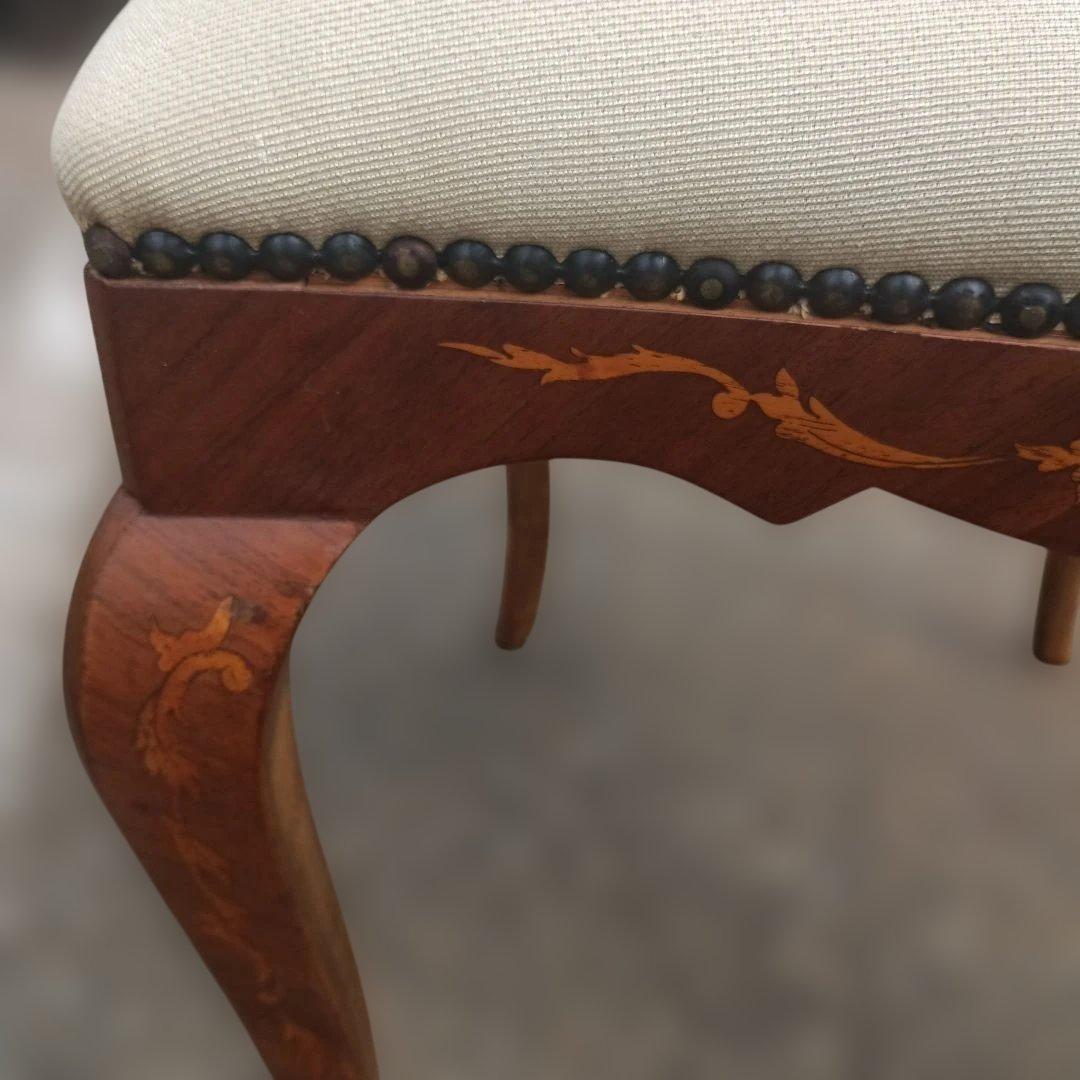 4436)アンティーク調　木象嵌の椅子　猫足　英国？　イタリア？