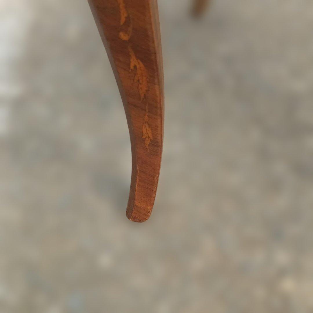 4436)アンティーク調　木象嵌の椅子　猫足　英国？　イタリア？