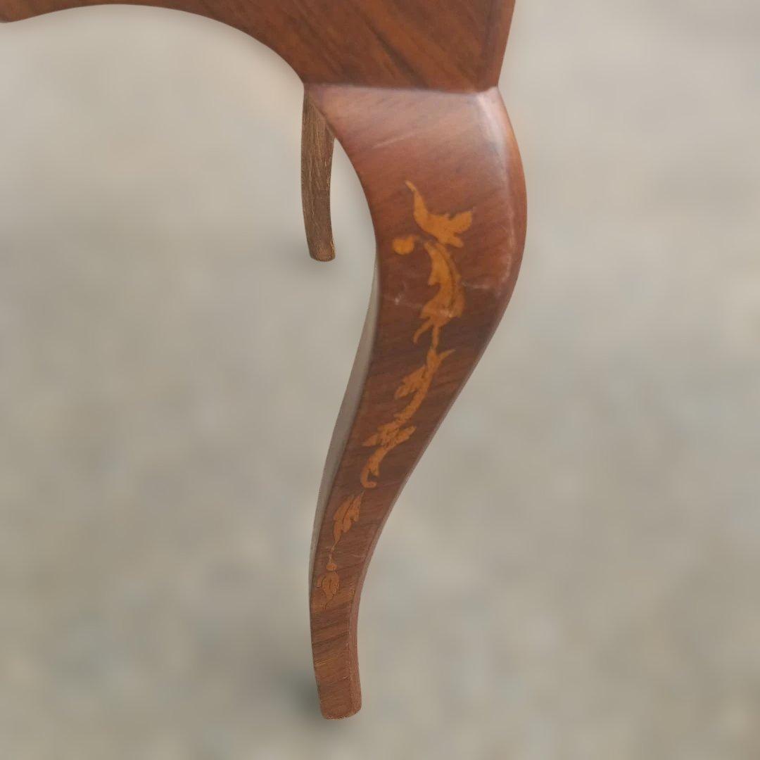 4436)アンティーク調　木象嵌の椅子　猫足　英国？　イタリア？