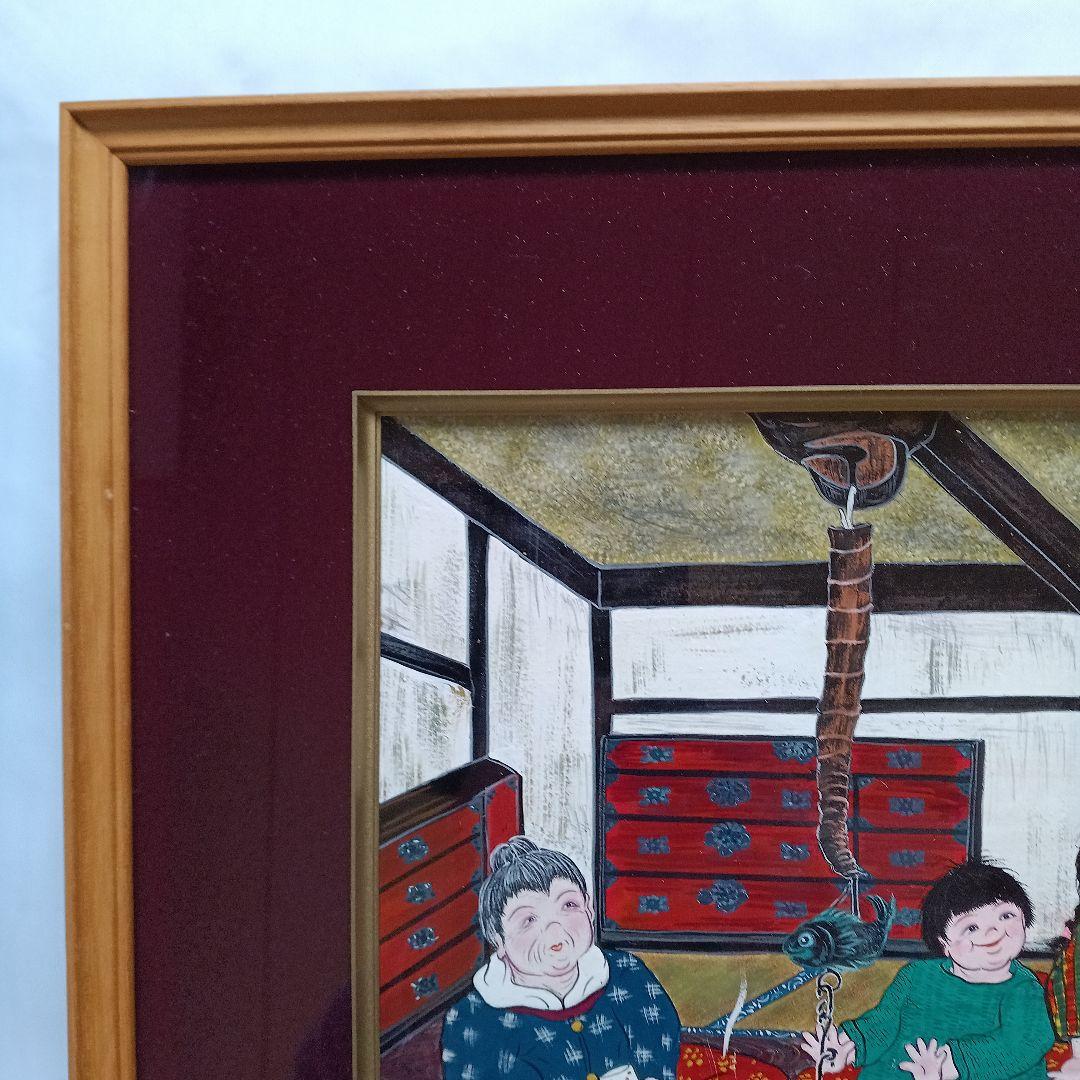 岡田祥子作　アクリル絵画　「だんらん」