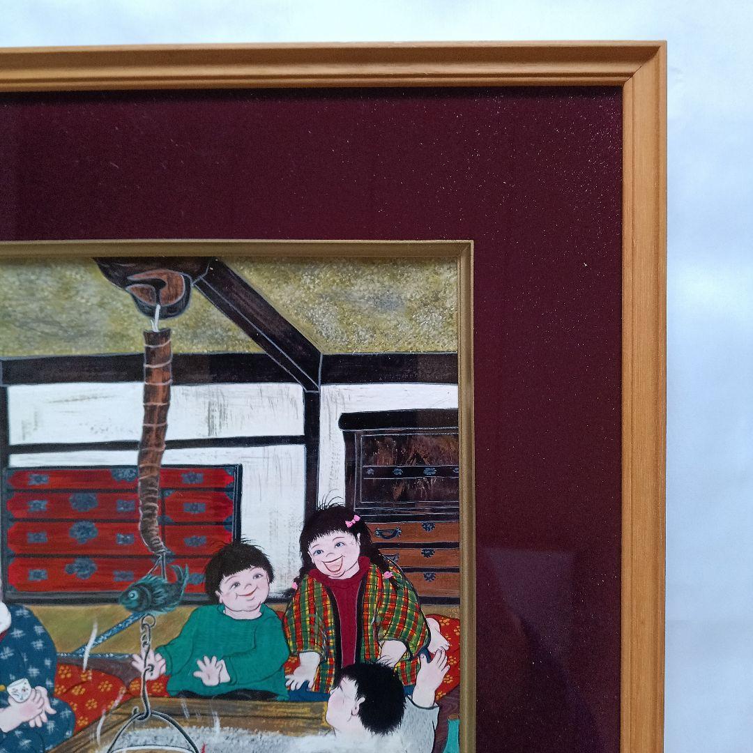 岡田祥子作　アクリル絵画　「だんらん」