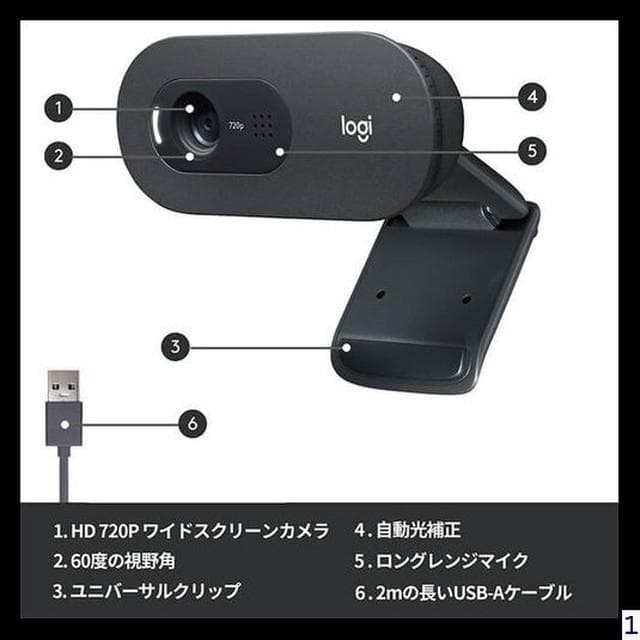 ロジクール ウェブカメラ C505 HD 720P 自動光補正ロングレンジマイク
