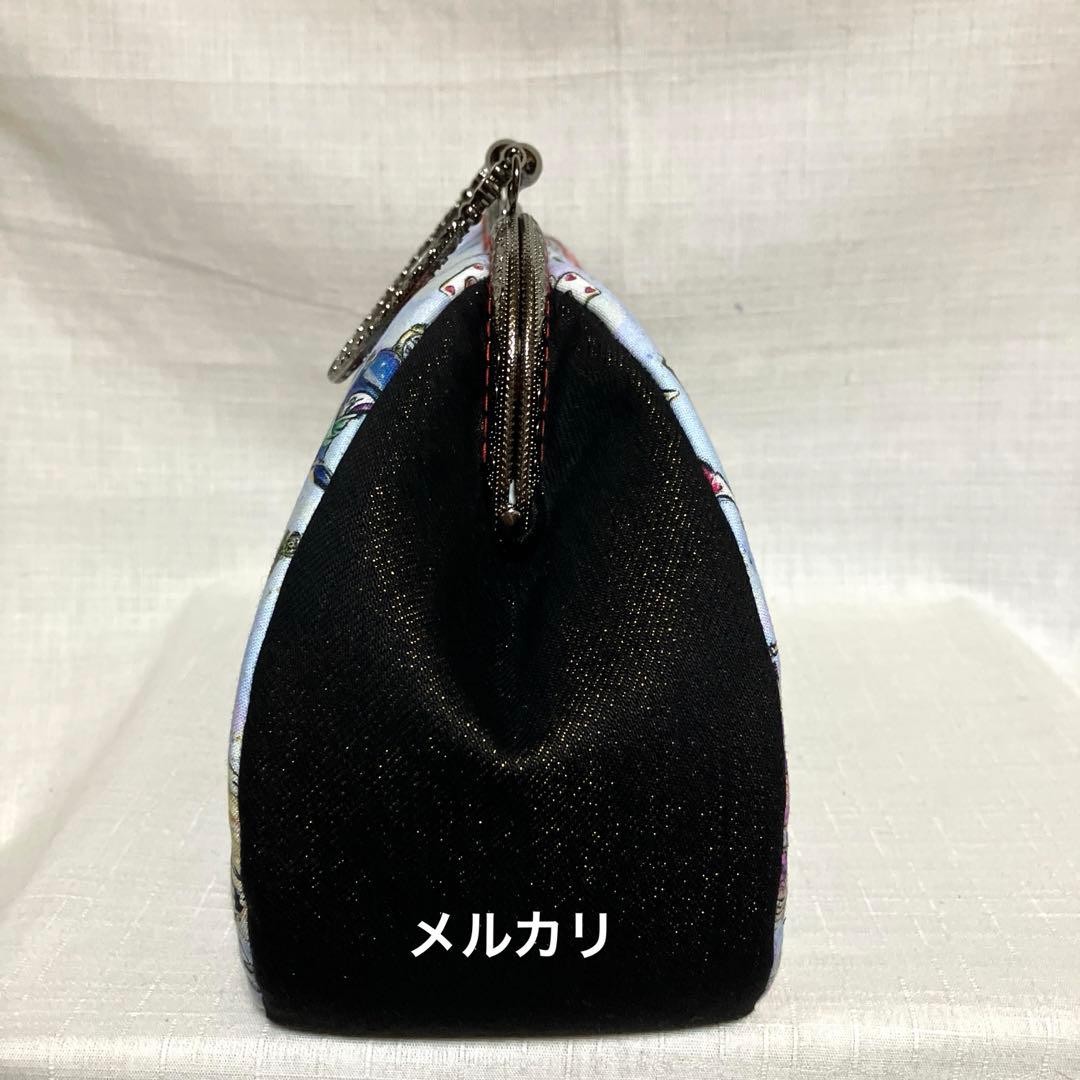 ふしぎの国のアリス　がま口バッグ　ハンドメイド　持ち手バッグ