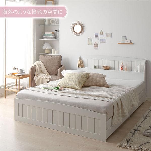 ベッド ダブル ベッドフレームのみ ホワイト ds-2472972