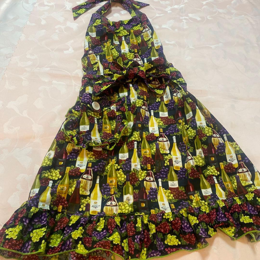 エプロン★ワイン柄★ソムリエ★ワインボトル柄★葡萄柄