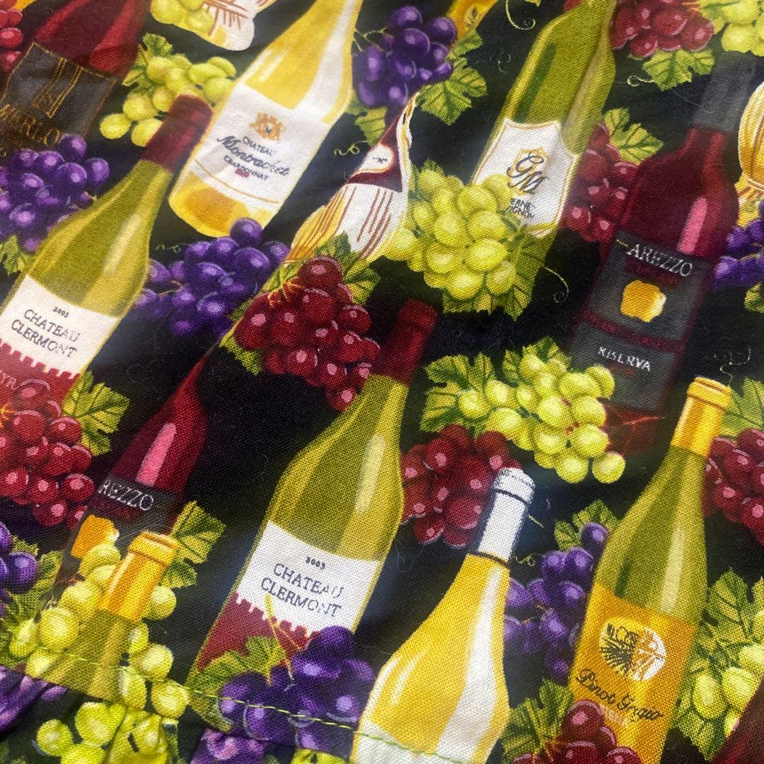 エプロン★ワイン柄★ソムリエ★ワインボトル柄★葡萄柄