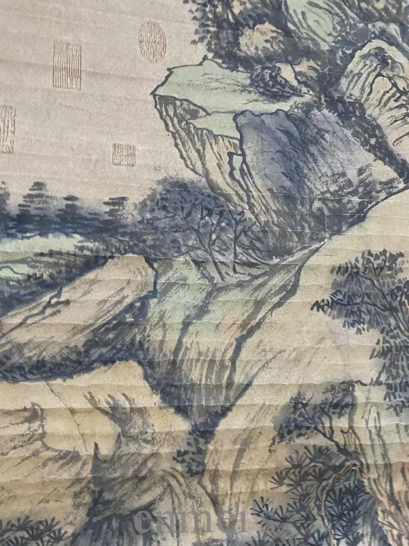 中国古美術『王時敏款 山水画』三尺中堂画 掛軸 表装済 宣紙 清代款 唐物 模写