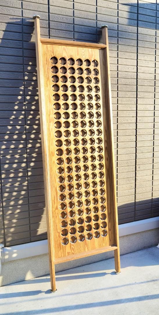 即配達 木製 丸穴パーテーション 玄関飾り 古家具 昭和レトロ