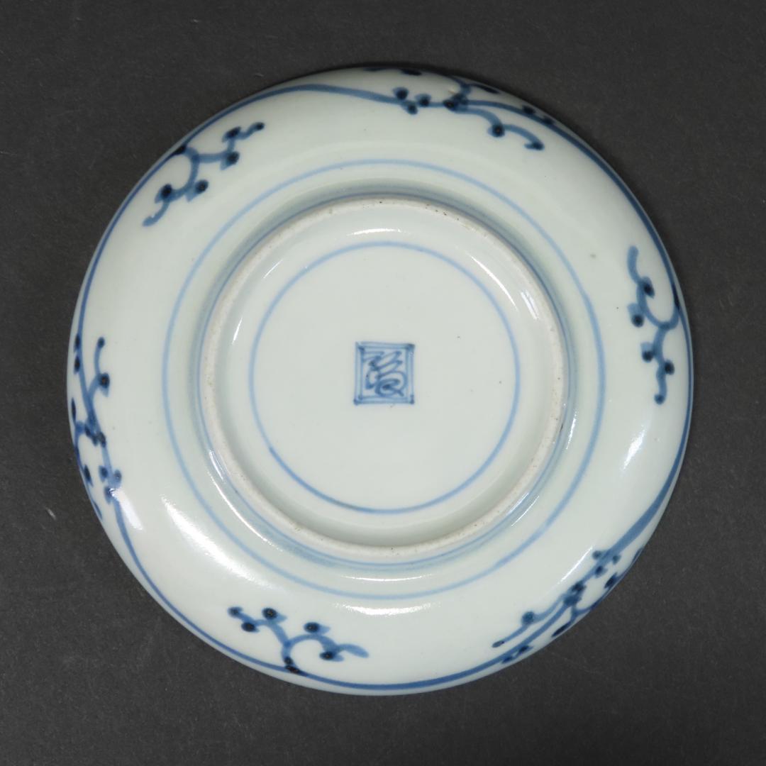 ⭕343 古伊万里 染付 小皿 豆皿５枚 角福印 直径10cm 江戸後期