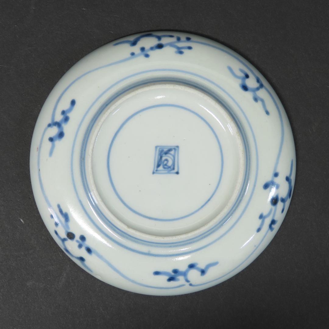 ⭕343 古伊万里 染付 小皿 豆皿５枚 角福印 直径10cm 江戸後期