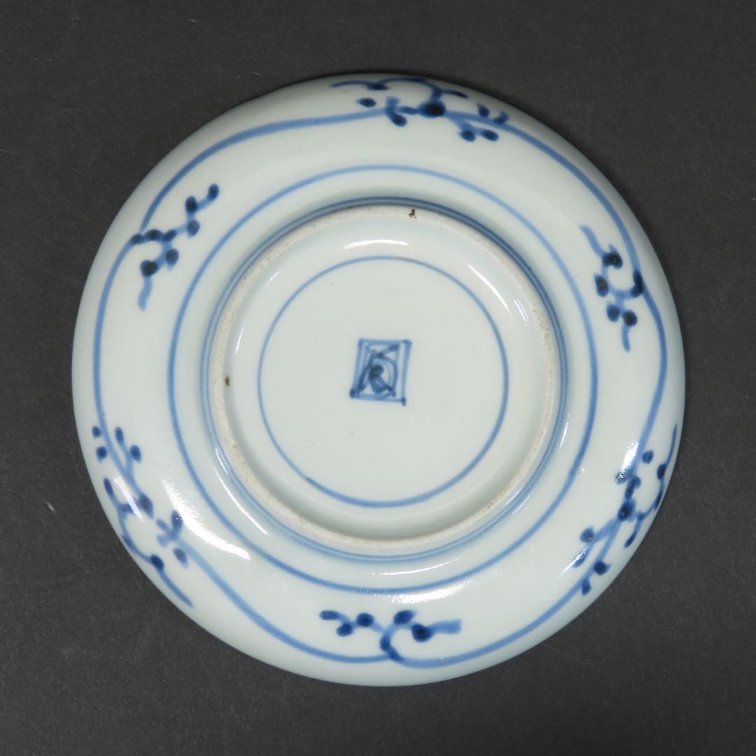 ⭕343 古伊万里 染付 小皿 豆皿５枚 角福印 直径10cm 江戸後期