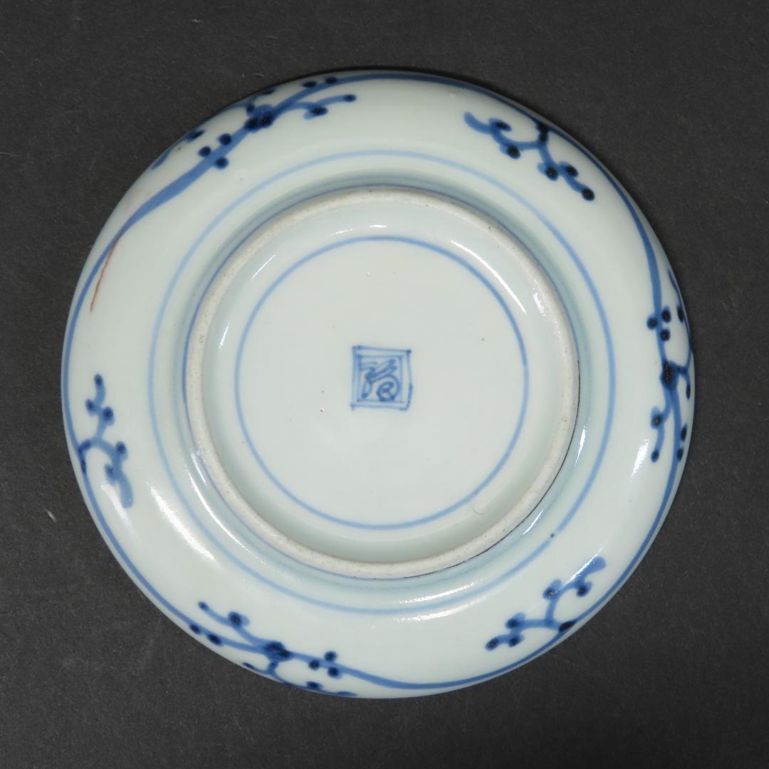 ⭕343 古伊万里 染付 小皿 豆皿５枚 角福印 直径10cm 江戸後期