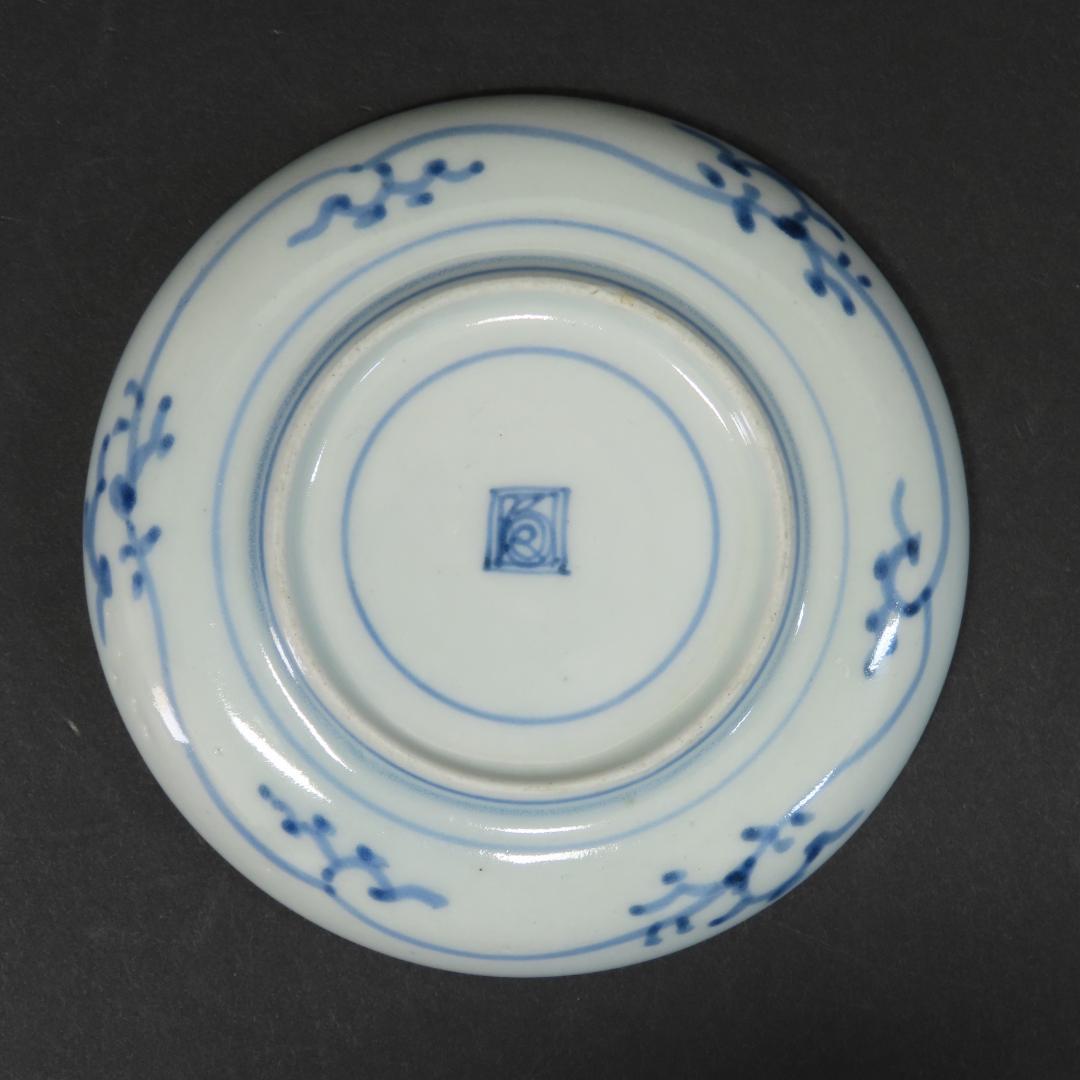 ⭕343 古伊万里 染付 小皿 豆皿５枚 角福印 直径10cm 江戸後期