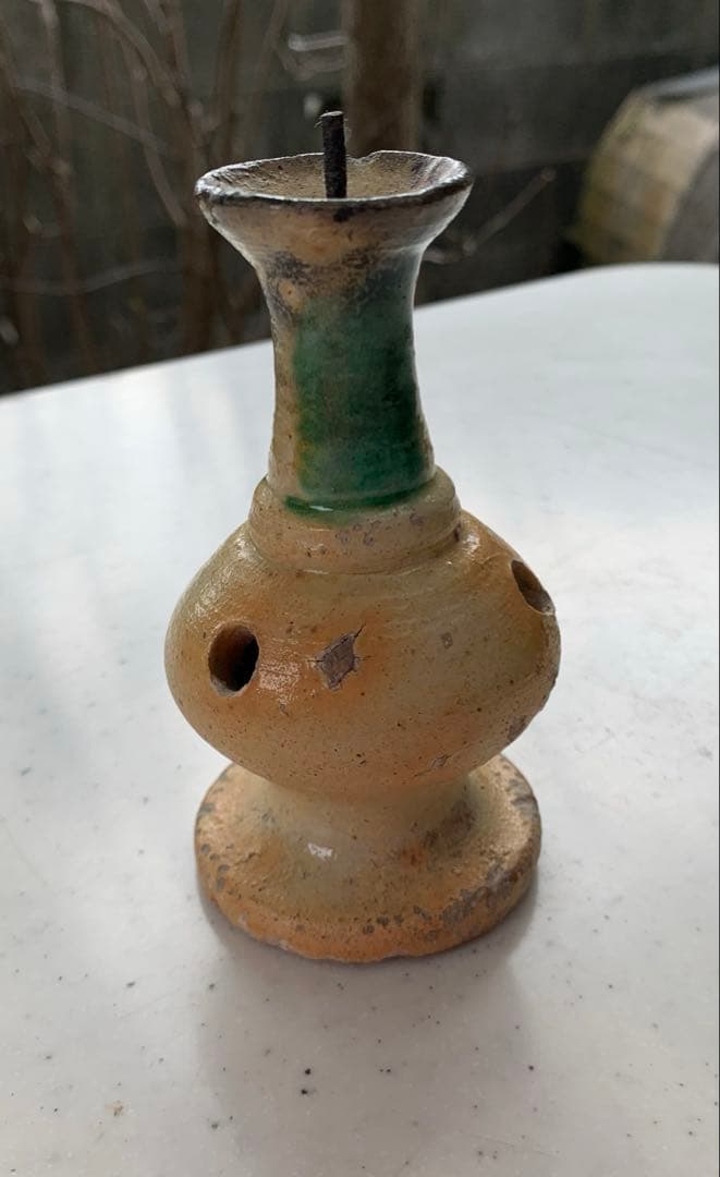 中国　明時代　素三彩燈　珍品　希少