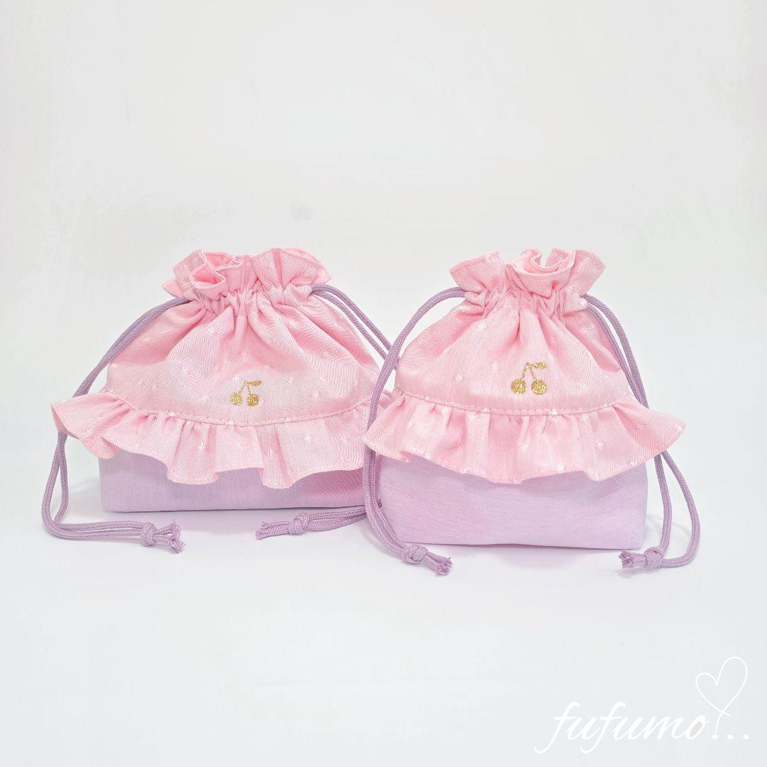 入園入学準備品5点セット＊ピンクドットパープル