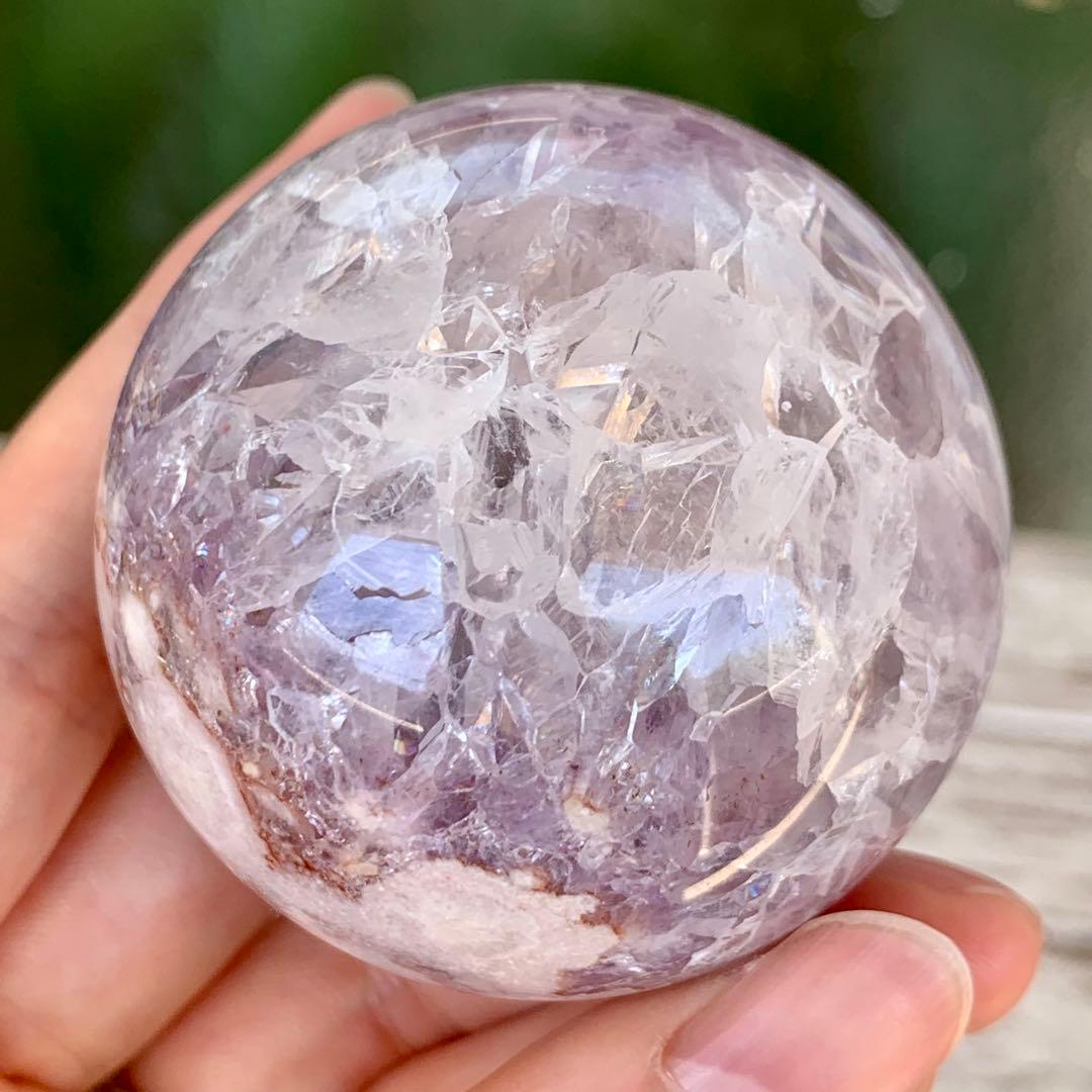 美麗！ピンクアメジストフラワーアゲート　スフィア　4.3cm ブラジル産　天然石