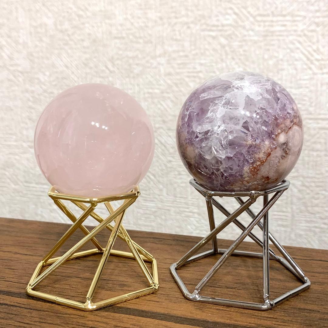 美麗！ピンクアメジストフラワーアゲート　スフィア　4.3cm ブラジル産　天然石