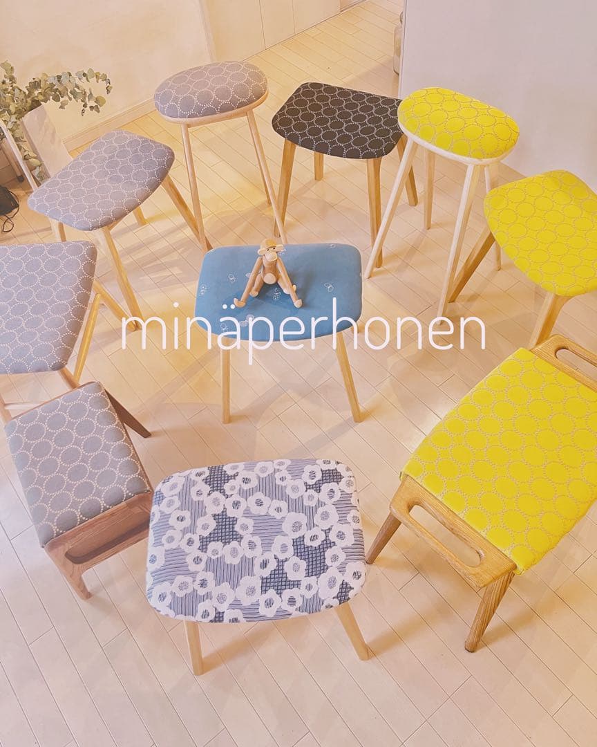 mina perhonen / ミナペルホネン生地使用ハイスツール　イス