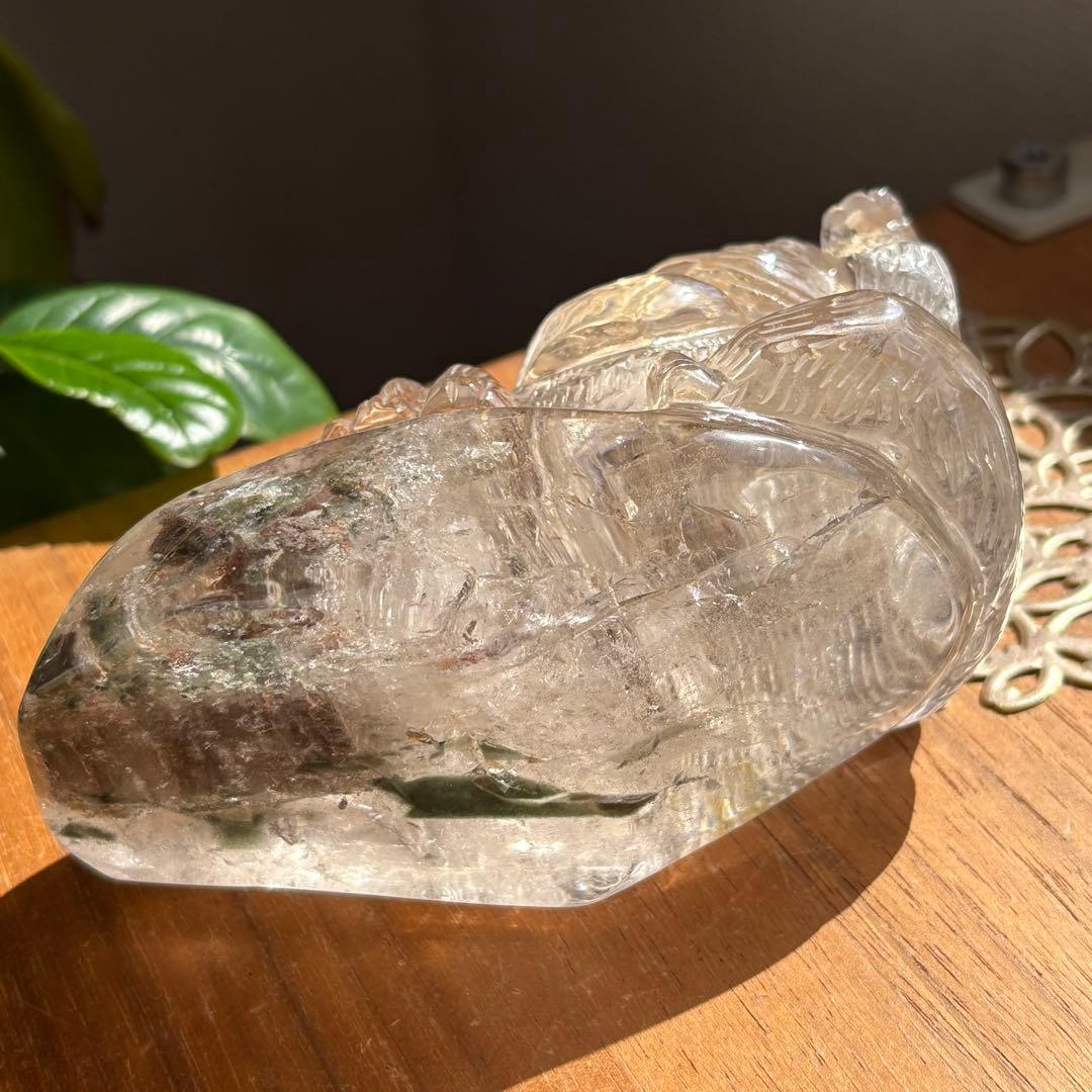 ★カケあり★ 天然石 ブラジル産水晶 招き猫の置物718g