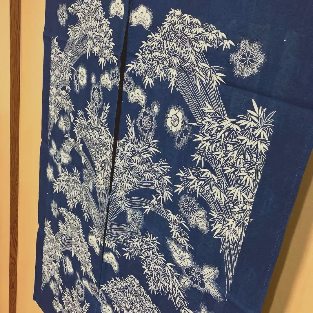 藍染 暖簾❣️本当に良い物をお探しの方❣️藍染工芸士『鈴木松男』作❣️長板藍染 ②-1