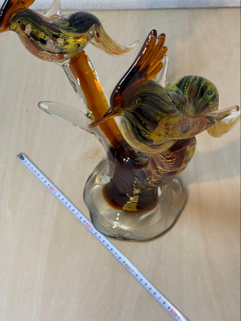ガラス製の鳥　置物