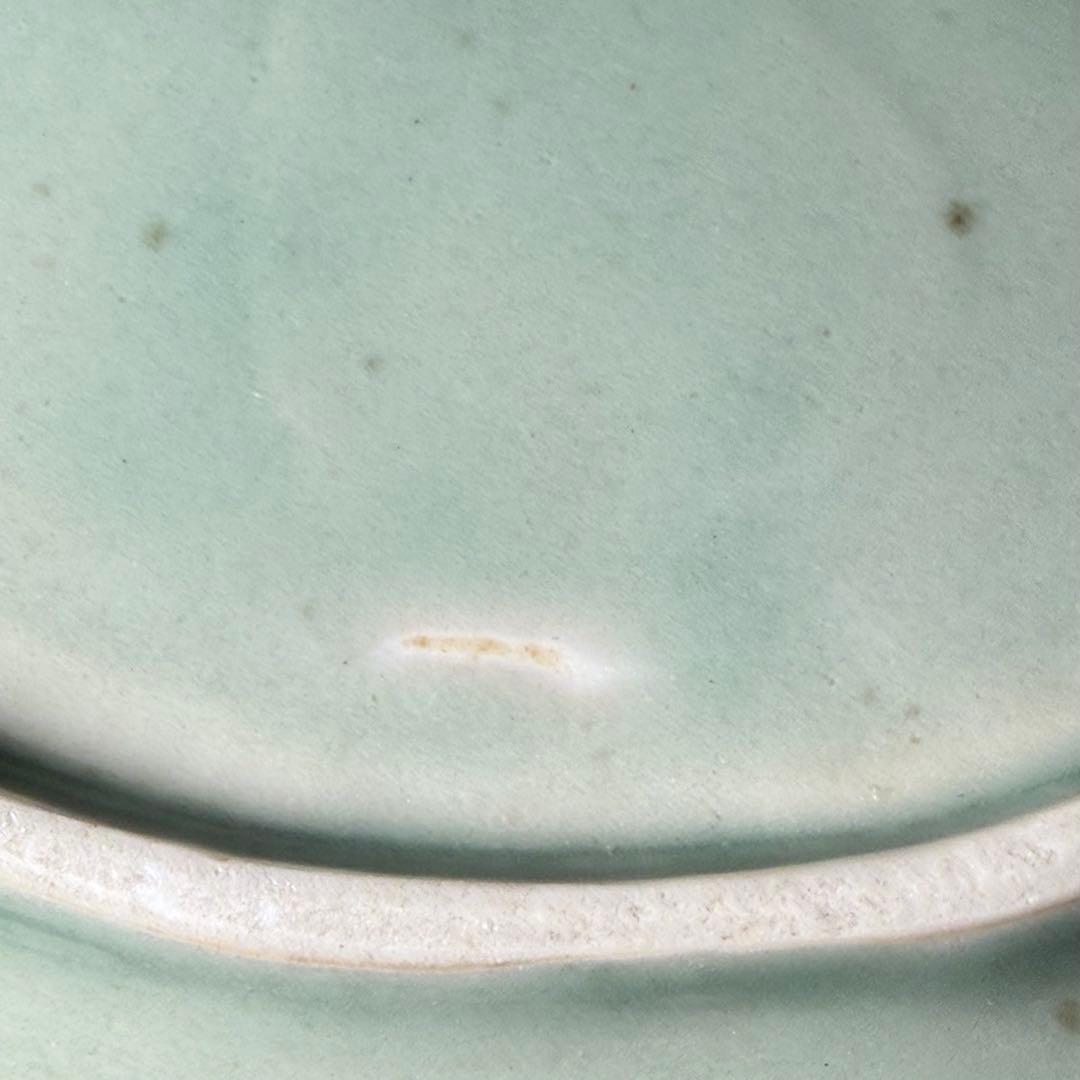 幕末〜明治　鍋島青磁　花文様陽刻葉形皿　12枚　料理屋　古器を楽しむ