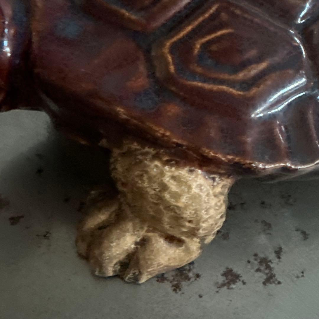 ヴィンテージ陶器の大型亀　亀のオブジェ　置物