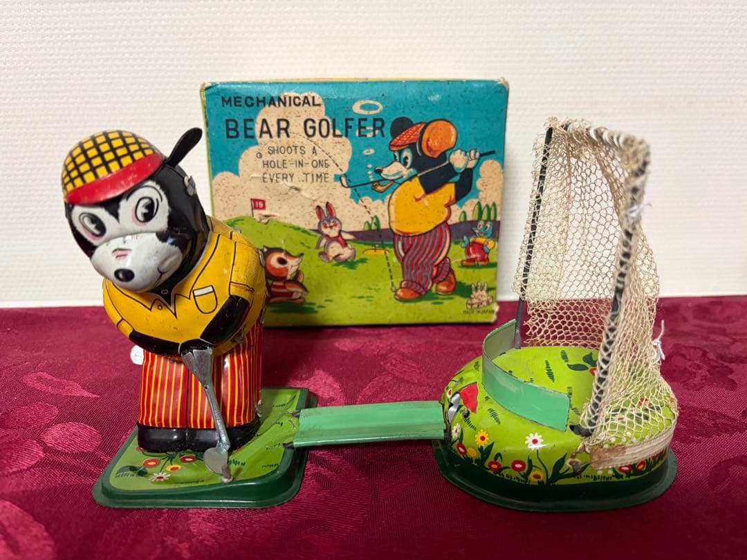 ⭐️ 1960年代/クマのゴルファー◇東京プレイシング商会製◻︎◇外箱つき