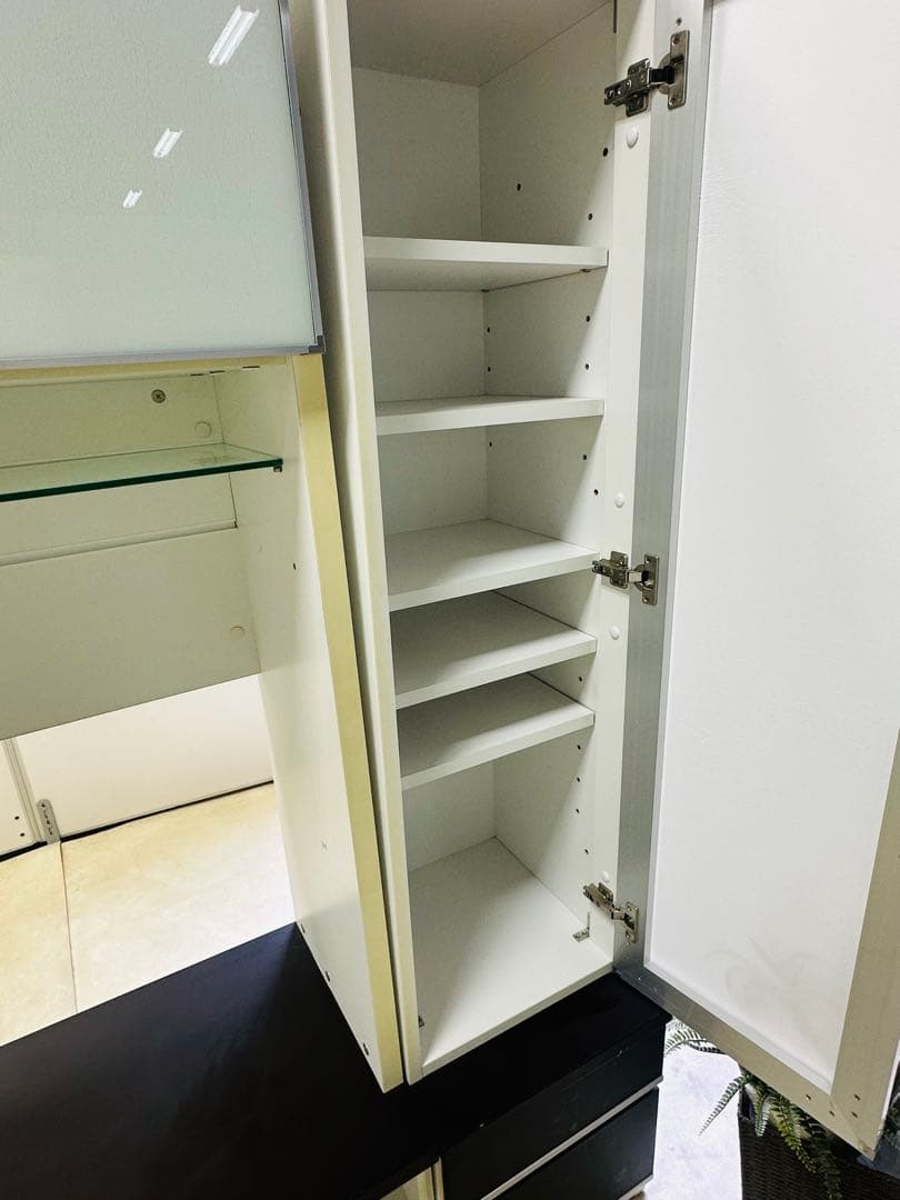 テレビ台 茶　ホワイト ガラス