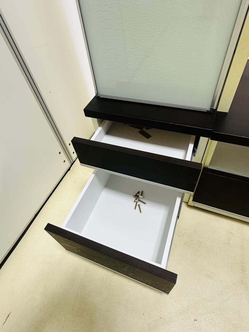 テレビ台 茶　ホワイト ガラス