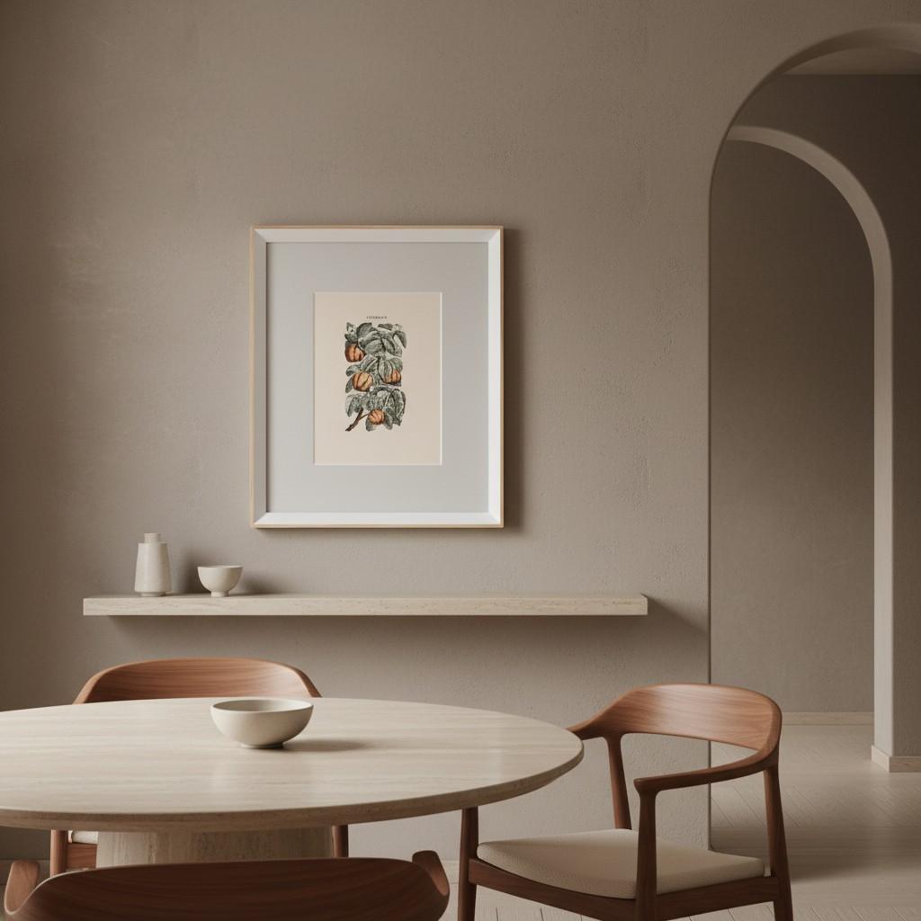 マルメロの植物図譜アート｜額装ポスター｜イタリア果実の壁掛けインテリア