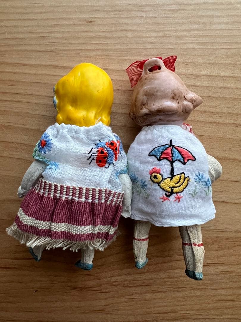 【専用ページ】アンティークドールヘッド＋ハンドメイドボディのガールとリボンガール