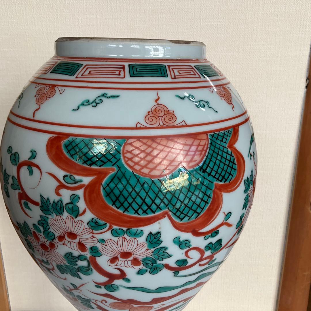 中国　萬暦赤絵菊花鳳凰文大花瓶