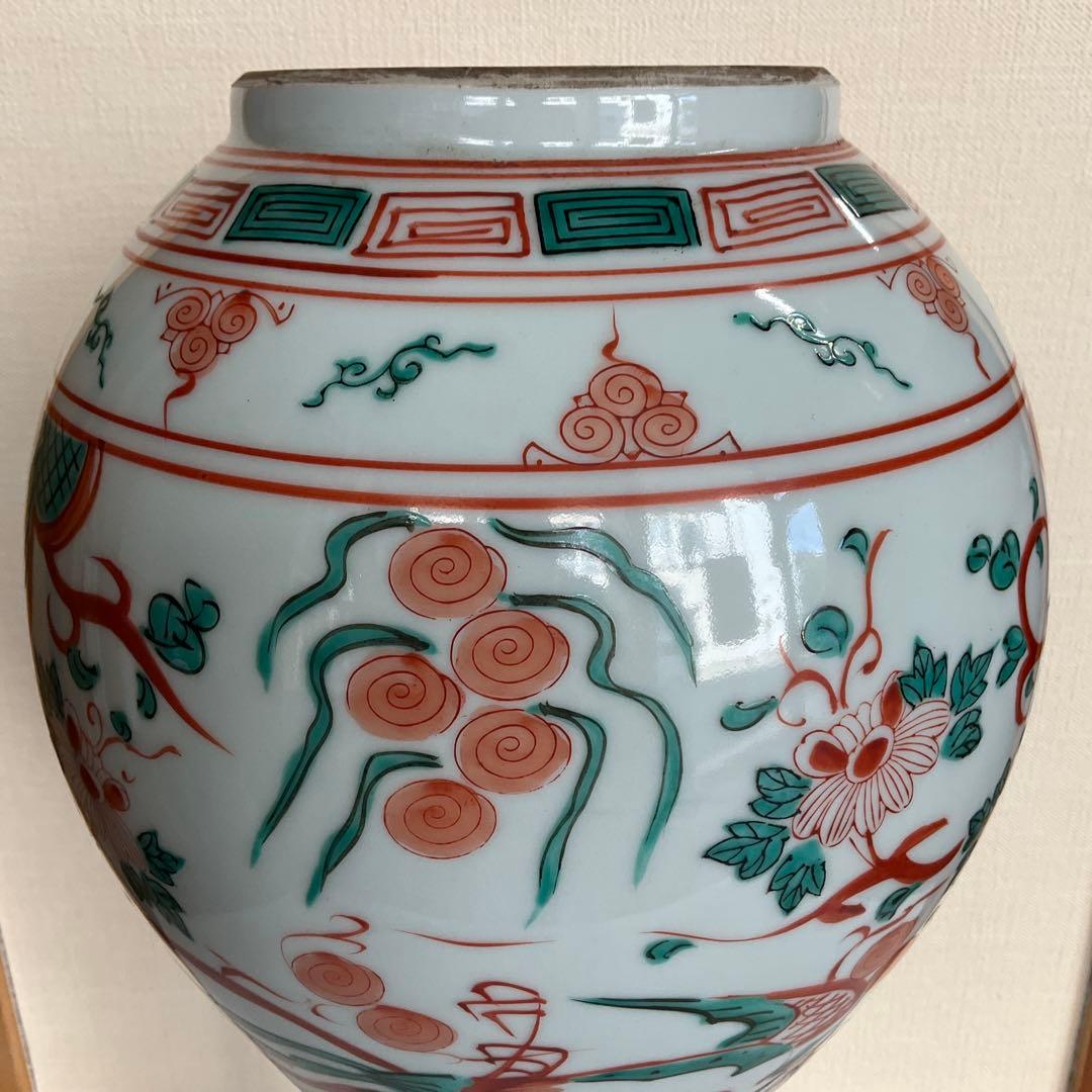 中国　萬暦赤絵菊花鳳凰文大花瓶