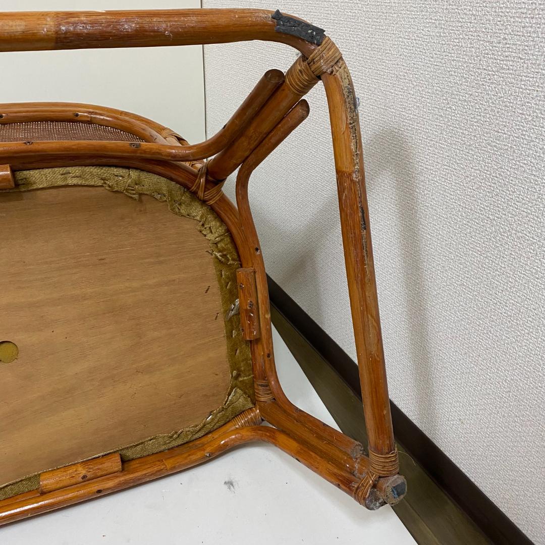 ★ラタン調 二人掛け椅子 レトロ 昭和 アンティーク ヴィンテージ 家具