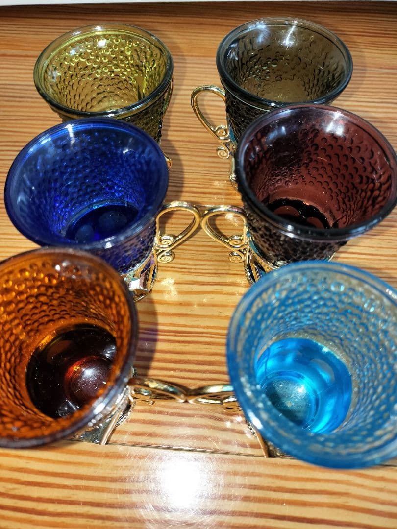 レトロな 6色カラーショットグラス オブジェ 可愛い