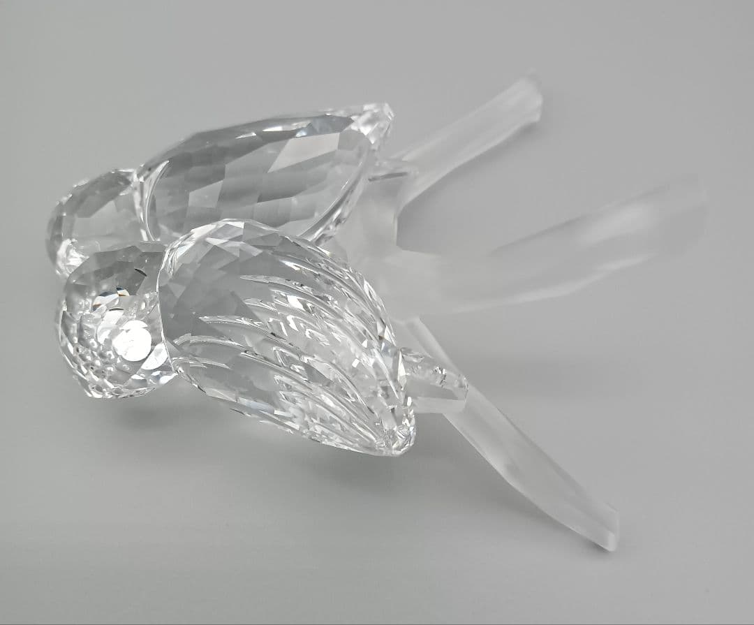 スワロフスキー フクロウ 2羽 フィギュリン オブジェ 共箱 クリスタルガラス