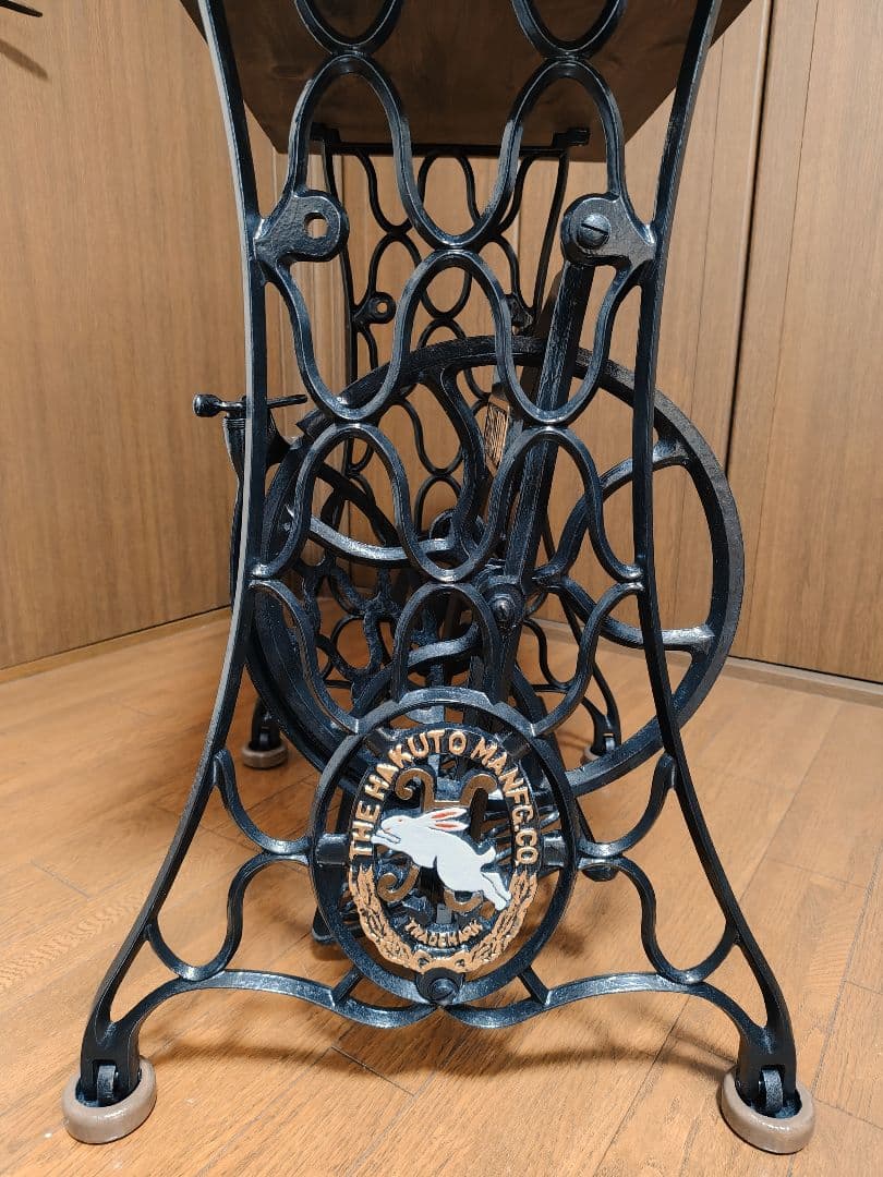 ハクトウ　アンティークミシン　ミシン脚　ハンドメイド　テーブル　ミシン台　ミシン