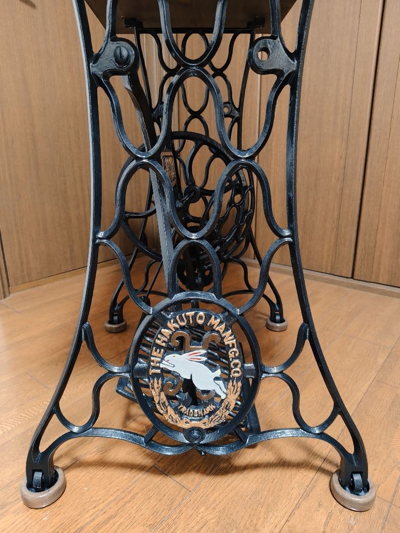 ハクトウ　アンティークミシン　ミシン脚　ハンドメイド　テーブル　ミシン台　ミシン